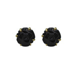 Chanel // 18k Yellow Gold Camellia Onyx Earrings // Pre-Owned