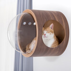 Spaceship Gamma // Wall-Mounted Cat Bed // Walnut (Left Opening)