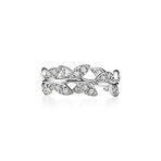 Ladies 18k White Gold + Diamond Olive Leaf Ring // Ring Size: 7 // New