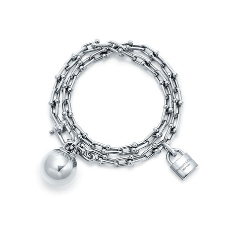 Ladies Sterling Silver Wrap-Chain Charm Bracelet // 18" // New