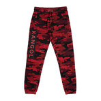 Camouflage Print Fleece Jogger Pant // Red (S)