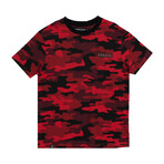 Camouflage Crewneck Tee + Print // Red (L)
