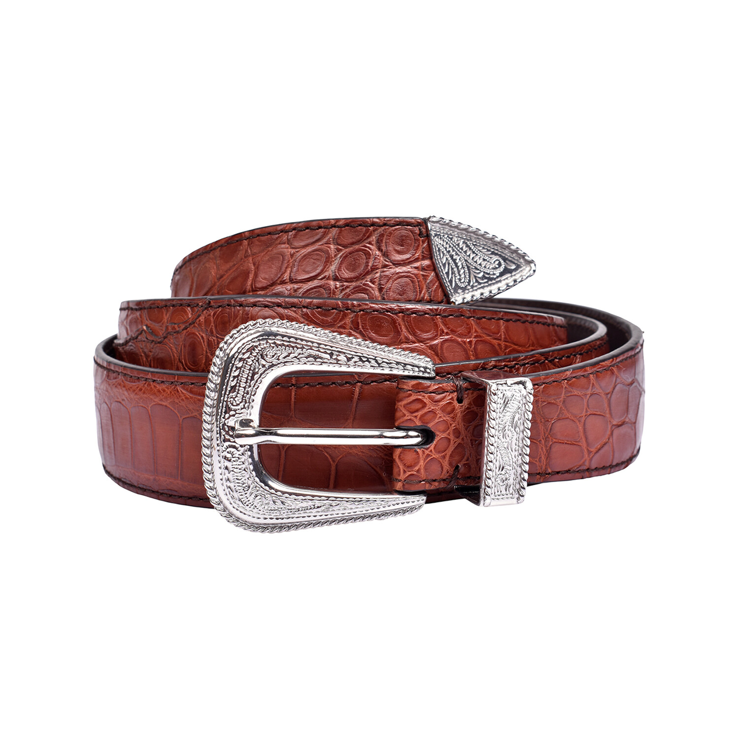 Brunello Cucinelli Metallic-Buckle Leather Belt