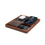NYTSTND DUO TRAY MagSafe Compatible Wireless Charging Station // Black Top (Oak Base)