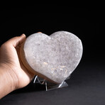 Genuine Agate and Quartz Crystal Cluster Heart + Acrylic Display Stand // V3