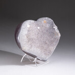 Genuine Agate and Quartz Crystal Cluster Heart+ Acrylic Display Stand // V3