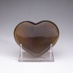 Genuine Agate Druzy Crystal Cluster Heart + Acrylic Display Stand // V3