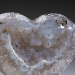 Genuine Agate Druzy Crystal Cluster Heart + Acrylic Display Stand // V2