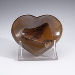 Genuine Agate Druzy Crystal Cluster Heart + Acrylic Display Stand // V3