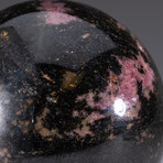 Genuine Polished Rhodonite Sphere  + Acrylic Display Stand // V2