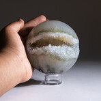 Genuine Agate Geode Sphere + Acrylic Display Stand