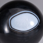 Genuine Polished Black/White Agate Sphere + Acrylic Display Stand