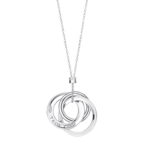 Ladies Sterling Silver Interlocking Pendant Necklace // 18" // New