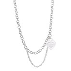 Ladies Sterling Silver Double Chain Heart Tag Necklace // 17" // New