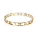 Ladies 18k Yellow Gold Roman Numeral Bangle Bracelet // 7.5" // New