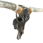 Carved Longhorn Skull // Gray Boho