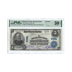 1902 $5 Large Size National Bank Note // Pleasant Unity, PA // PMG Certified Very Fine 30 EPQ Condition
