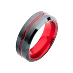 Aluminum Inlay Ring // Black + Red (Size 9)