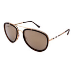 Burberry // Men's BE3090Q-10525A Aviator Sunglasses // Brushed Gold + Matte Dark Havana + Light Brown