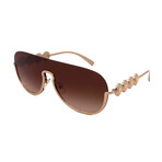 Versace // Unisex VE2215-100213 Pilot Half Frame Sunglasses // Gold + Brown