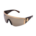 Versace // Unisex VE2197-10005A Irregular Sunglasses // Gold + Light Brown + Mirror Gold