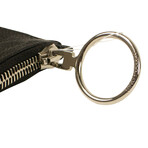 Black Leather Striped Small Clutch Bag