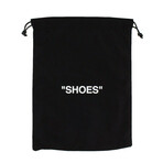 Black 'Shoes' Quote Print Drawstring Bag