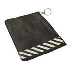 Black Leather Striped Small Clutch Bag