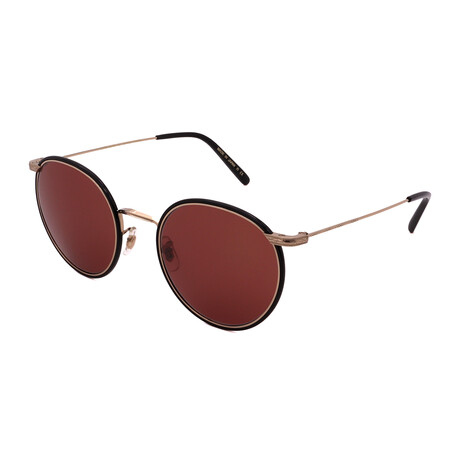 Oliver Peoples // Men's OV1269ST-5035C5 Round Titanium Sunglasses // Soft Gold Black + Rosewood