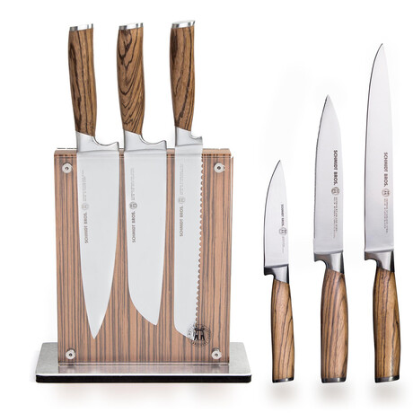 Zebra Wood Knives + Block // 7-Piece Set