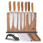 Zebra Wood Knives + Block // 15-Piece Set