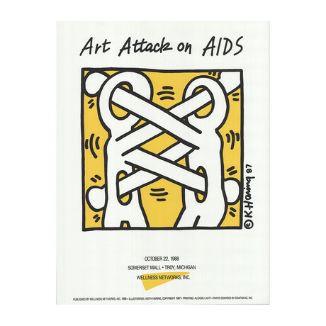 Keith Haring // Art Attack on AIDS // 1988 Serigraph