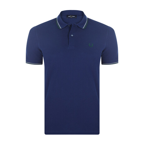 Dangelo Tipped Polo Shirt // Medieval Blue + Midnight Blue + Ivy (S)
