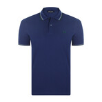 Dangelo Tipped Polo Shirt // Medieval Blue + Midnight Blue + Ivy (S)