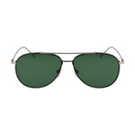 Men's Square Metal Sunglasses // Shiny Gold + Green