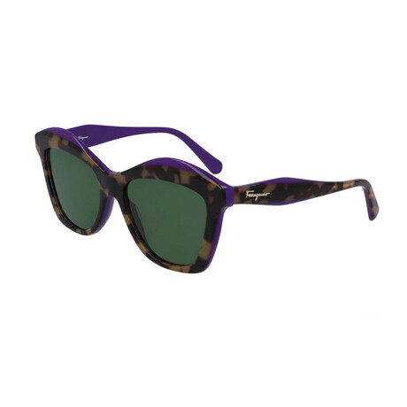 Women's Cat Eye Sunglasses // Havana, Vintage Violet + Green