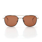 Men's Square Metal Sunglasses // Shiny Gold + Brown
