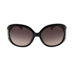 Women's Square Acetate Sunglasses // Black + Brown Gradient