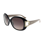 Women's Square Acetate Sunglasses // Black + Brown Gradient