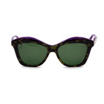 Women's Cat Eye Sunglasses // Havana, Vintage Violet + Green