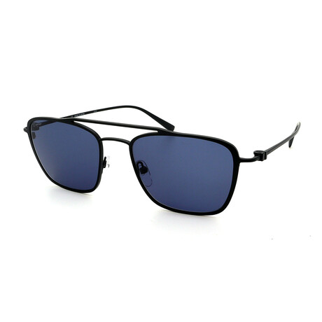 Men's Square Metal Sunglasses // Black + Blue