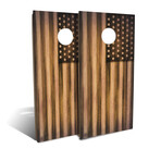 Burnt Wood + American Flag // 4' x 2' Cornhole Board Set