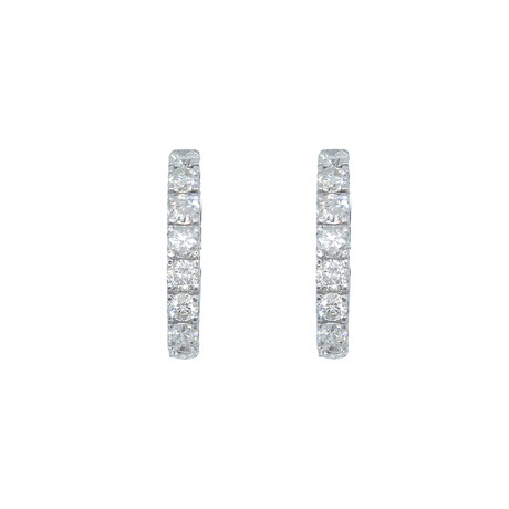 14k White Gold Diamond Hoop Earrings I // Pre-Owned