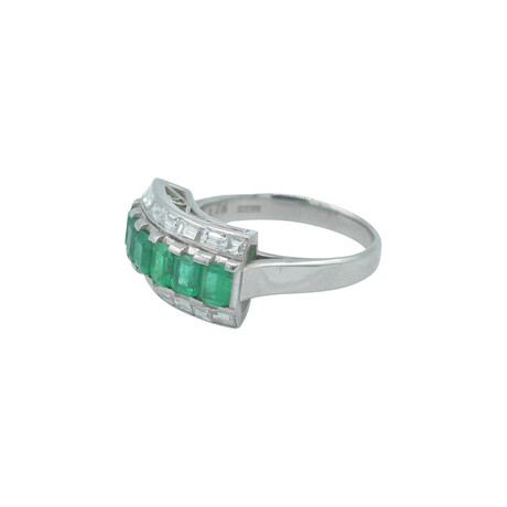 Platinum Diamond + Emerald Ring // Ring Size: 9.5 // Pre-Owned