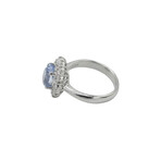 Platinum Diamond + Sapphire Oval Ring // Ring Size: 7.5 // Pre-Owned