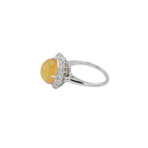Platinum Diamond + Fire Opal Ring // Ring Size: 6 // Pre-Owned