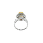 Platinum Diamond + Fire Opal Ring // Ring Size: 6 // Pre-Owned