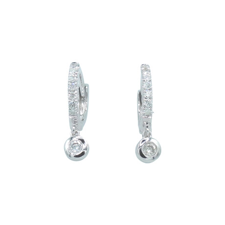 14k White Gold Diamond Dangle Hoop Earrings // Pre-Owned