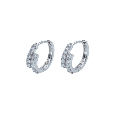 18k White Gold Diamond Pear-Drop Hoop Earrings // Pre-Owned