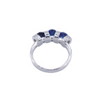 Platinum Diamond + 3 Sapphires Ring // Ring Size: 5.25 // Pre-Owned